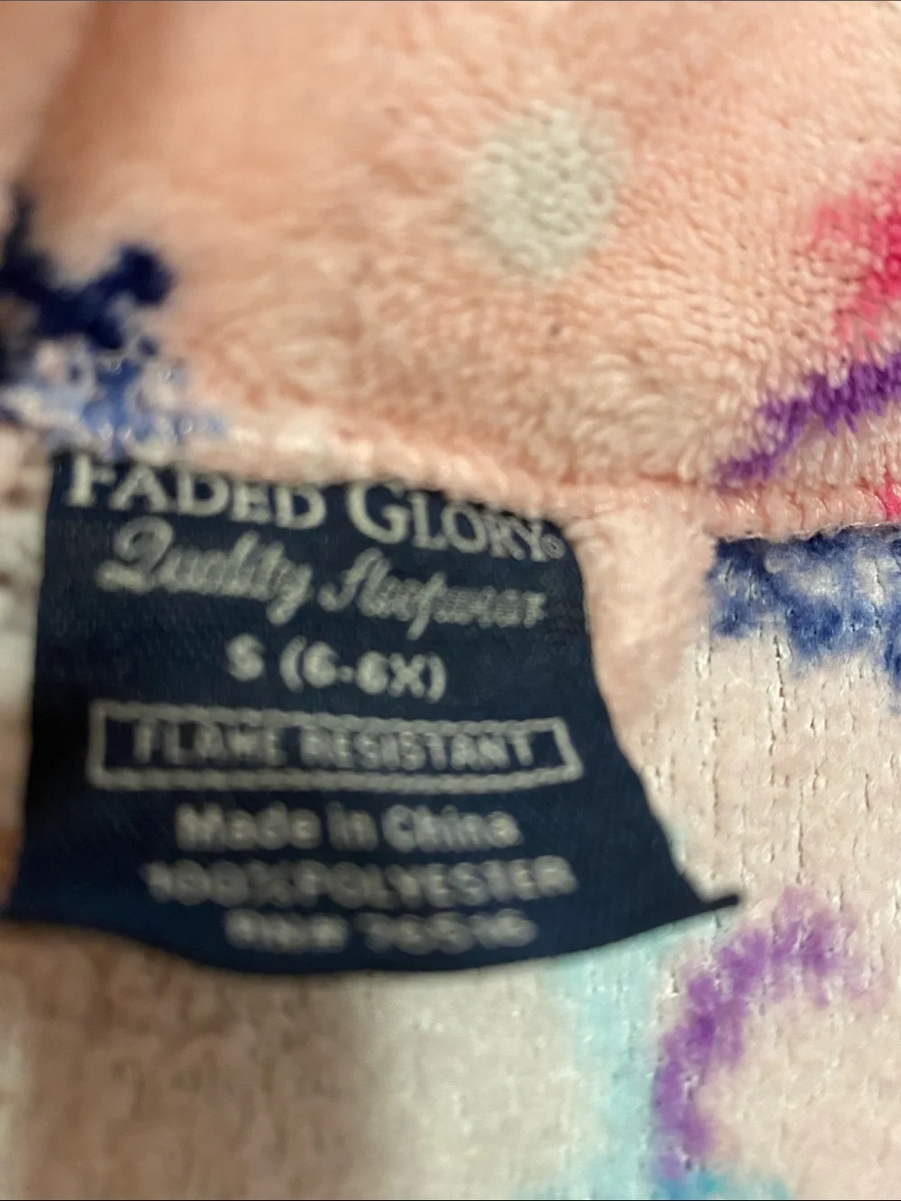 Faded Glory Pink Plush Polar Bear Print Kids Robe